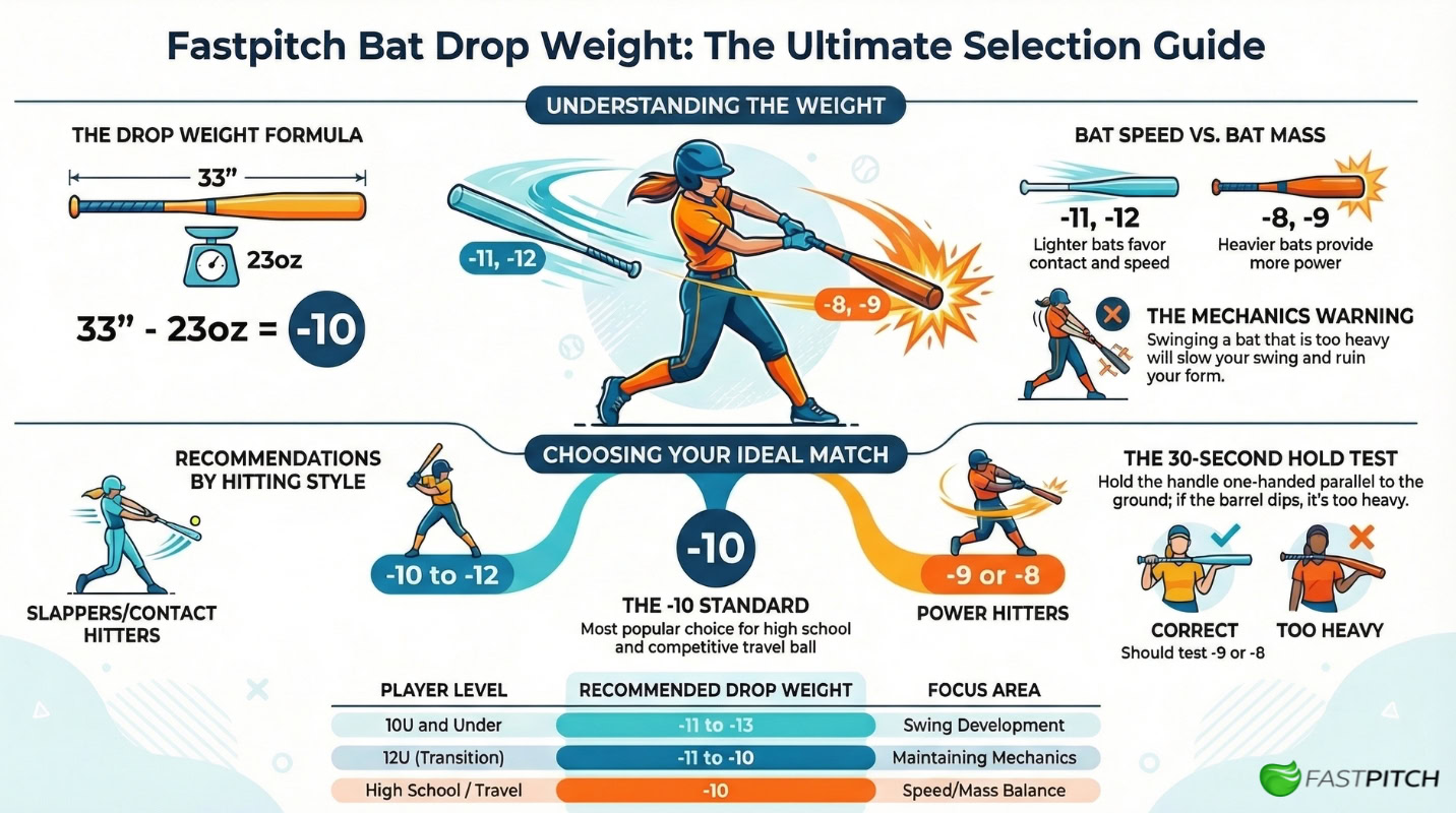Fastpitch Bat Drop Weight Explained: How to Choose -8, -9, -10, -11, or -12 2