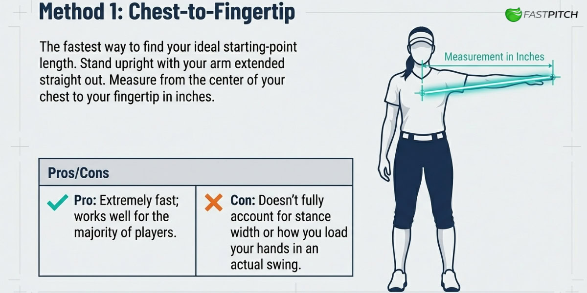 Method 1_ Chest to Fingertip Fastpitch Bat Length Guide: How to Find the Right Size for Your Game 6
