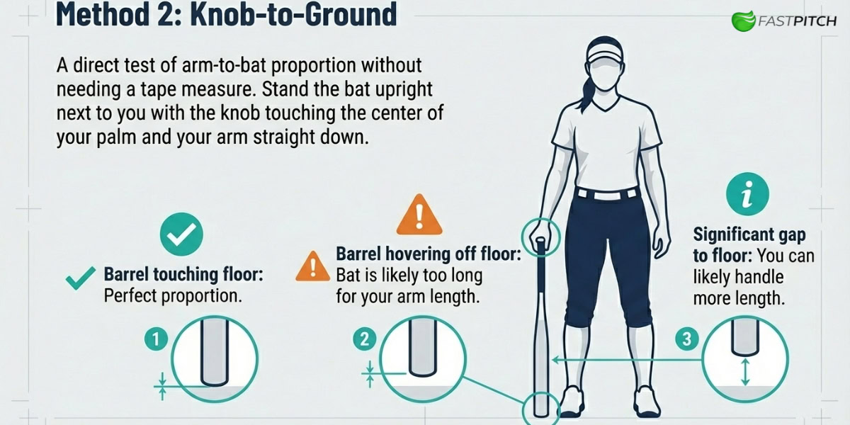 Method 2_ Knob To Ground Fastpitch Bat Length Guide: How to Find the Right Size for Your Game 7