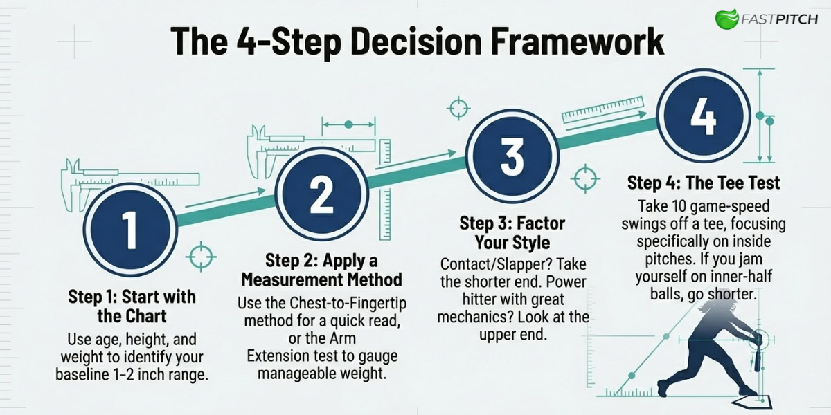 The 4-Step Decision Framework Fastpitch Bat Length Guide: How to Find the Right Size for Your Game 13